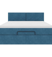 Ottoman-Bett mit Matratze & LEDs Dunkelblau 140x200 cm Samt