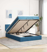 Ottoman-Bett mit Matratze & LEDs Dunkelblau 140x200 cm Samt