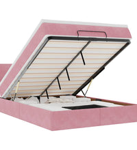 Ottoman-Bett mit Matratze & LEDs Rosa 140x200 cm Samt