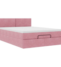 Ottoman-Bett mit Matratze & LEDs Rosa 140x200 cm Samt
