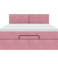 Ottoman-Bett mit Matratze & LEDs Rosa 140x200 cm Samt