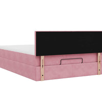 Ottoman-Bett mit Matratze & LEDs Rosa 140x200 cm Samt