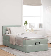 Ottoman-Bett mit Matratze & LEDs Hellgrau 80x200 cm Samt