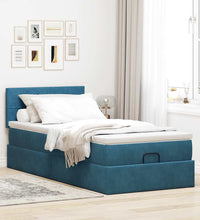 Ottomane Bett mit Matratze & LEDs Dunkelblau 80x200 cm Samt