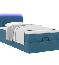 Ottomane Bett mit Matratze & LEDs Dunkelblau 80x200 cm Samt