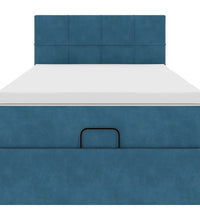 Ottomane Bett mit Matratze & LEDs Dunkelblau 80x200 cm Samt