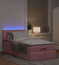 Ottomane Bett mit Matratze & LEDs Rosa 80x200 cm Samt
