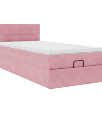 Ottomane Bett mit Matratze & LEDs Rosa 80x200 cm Samt