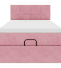 Ottomane Bett mit Matratze & LEDs Rosa 80x200 cm Samt