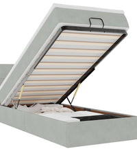 Ottoman-Bett mit Matratze & LEDs Hellgrau 90x190 cm Samt