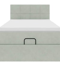 Ottoman-Bett mit Matratze & LEDs Hellgrau 90x190 cm Samt