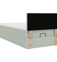 Ottoman-Bett mit Matratze & LEDs Hellgrau 90x190 cm Samt