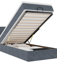 Ottoman-Bett mit Matratze & LEDs Dunkelgrau 90x190 cm Samt