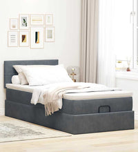 Ottoman-Bett mit Matratze & LEDs Dunkelgrau 90x190 cm Samt