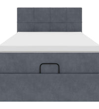 Ottoman-Bett mit Matratze & LEDs Dunkelgrau 90x190 cm Samt