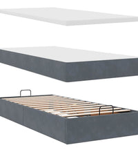 Ottoman-Bett mit Matratze & LEDs Dunkelgrau 90x190 cm Samt