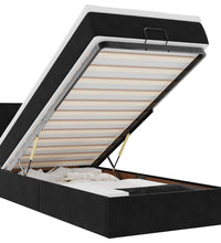 Ottoman-Bett mit Matratze & LEDs Schwarz 90x190 cm Samt