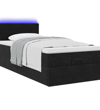 Ottoman-Bett mit Matratze & LEDs Schwarz 90x190 cm Samt