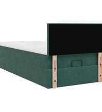 Ottoman-Bett mit Matratze & LEDs Dunkelgrün 90x190 cm Samt