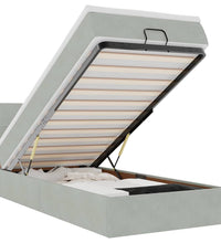 Ottoman-Bett mit Matratze & LEDs Hellgrau 90x200 cm Samt