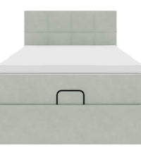 Ottoman-Bett mit Matratze & LEDs Hellgrau 90x200 cm Samt