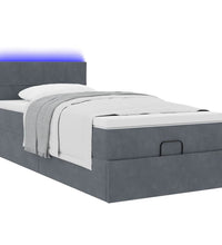 Ottoman-Bett mit Matratze & LEDs Dunkelgrau 90x200 cm Samt