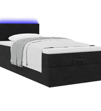 Ottoman-Bett mit Matratze & LEDs Schwarz 90x200 cm Samt