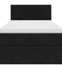 Ottoman-Bett mit Matratze & LEDs Schwarz 90x200 cm Samt