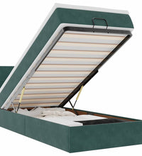 Ottomane Bett mit Matratze & LEDs Dunkelgrün 90x200 cm Samt