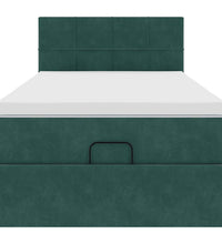 Ottomane Bett mit Matratze & LEDs Dunkelgrün 90x200 cm Samt