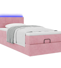 Ottoman-Bett mit Matratze & LEDs Rosa 90x200 cm Samt