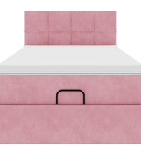 Ottoman-Bett mit Matratze & LEDs Rosa 90x200 cm Samt