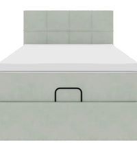 Ottoman-Bett mit Matratze & LEDs Hellgrau 100x200 cm Samt