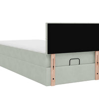 Ottoman-Bett mit Matratze & LEDs Hellgrau 100x200 cm Samt