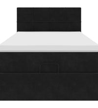 Ottoman-Bett mit Matratze & LEDs Schwarz 100x200 cm Samt