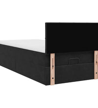 Ottoman-Bett mit Matratze & LEDs Schwarz 100x200 cm Samt