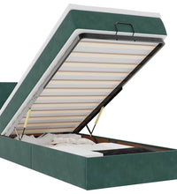 Ottoman-Bett mit Matratze & LEDs Dunkelgrün 100x200 cm Samt