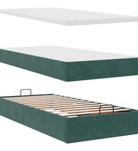 Ottoman-Bett mit Matratze & LEDs Dunkelgrün 100x200 cm Samt