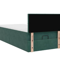 Ottoman-Bett mit Matratze & LEDs Dunkelgrün 100x200 cm Samt