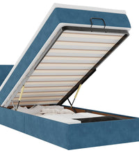 Ottoman-Bett mit Matratze & LEDs Dunkelblau 100x200 cm Samt