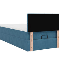 Ottoman-Bett mit Matratze & LEDs Dunkelblau 100x200 cm Samt