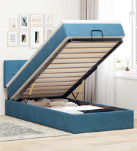 Ottoman-Bett mit Matratze & LEDs Dunkelblau 100x200 cm Samt