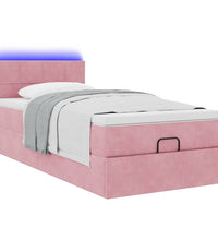 Ottoman-Bett mit Matratze & LEDs Rosa 100x200 cm Samt