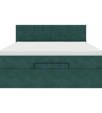 Ottoman-Bett mit Matratze & LEDs Dunkelgrün 140x200 cm Samt