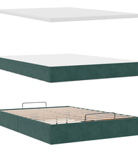 Ottoman-Bett mit Matratze & LEDs Dunkelgrün 140x200 cm Samt