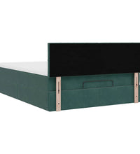 Ottoman-Bett mit Matratze & LEDs Dunkelgrün 140x200 cm Samt