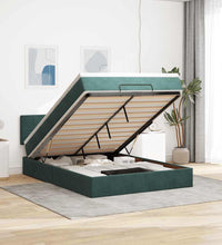 Ottoman-Bett mit Matratze & LEDs Dunkelgrün 140x200 cm Samt