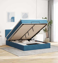 Ottoman-Bett mit Matratze & LEDs Dunkelblau 140x200 cm Samt