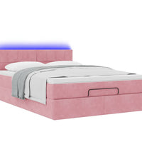 Ottoman-Bett mit Matratze & LEDs Rosa 140x200 cm Samt