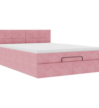 Ottoman-Bett mit Matratze & LEDs Rosa 140x200 cm Samt